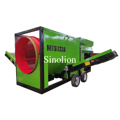 High capacity rotary trommel screen equipment for compost processing