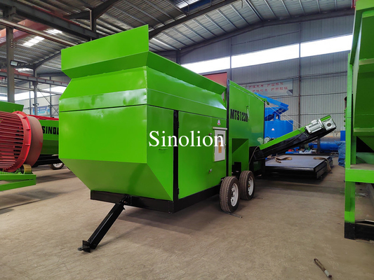 High capacity rotary trommel screen equipment for compost processing
