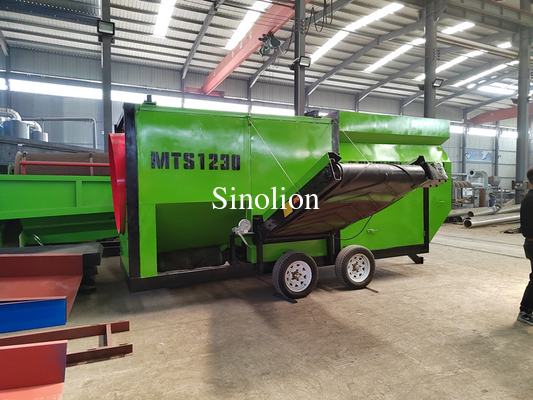 High capacity rotary trommel screen equipment for compost processing