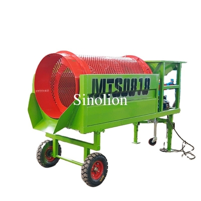 Small capacity compost processing trommel screen equipment for farm fertilizer and sand