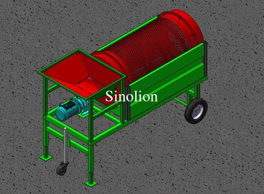 Small capacity compost processing trommel screen equipment for farm fertilizer and sand