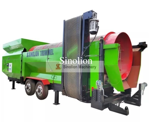 Zhengzhou Sinolion Mobile Wet Type Trommel Screen Rotary Drum Screen Equipment for Compost 6200 KG
