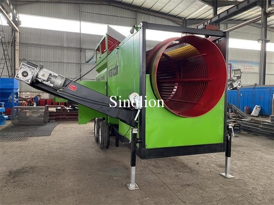 Material Sorting Compost Trommel Screen with Cleaning System Cleaning Brush 7990 KG