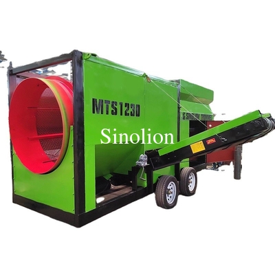 3100 KG Capacity Circular Mobile Compost Trommel Screen Portable Topsoil Screener
