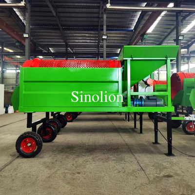 Direct Green Cleaning Brush Mobile Small Trommel Screen For Soil With Cleaning System